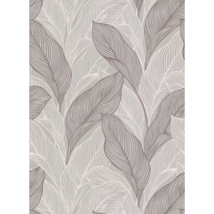 Szürkésbarna fényes barna levél mintás fényes tapéta