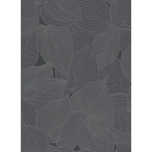 Barna ezüst csillogó levél mintás tapéta