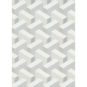 Fehér szürke fényes bézs szürkésbarna 3D geometriai mintás tapéta