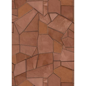 Téglavörös barna arany 3D kő mintás tapéta