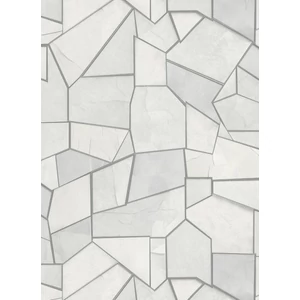 Fehér szürke ezüst 3D kő mintás tapéta