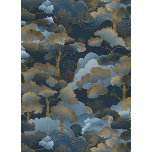 Kék arany színű fa mintás tapéta