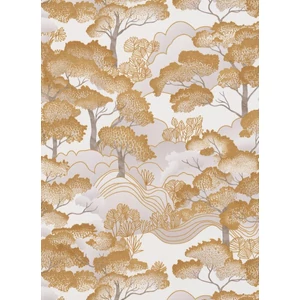 Törtfehér alapon arany fa mintás tapéta