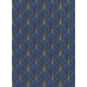 Legyező mintás kék arany színű tapéta