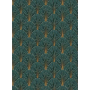 Legyező mintás zöld arany színű tapéta