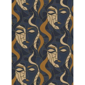 Mozaik mintás kék arany sárga színű tapéta