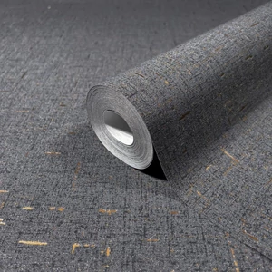 Fekete alapon rozsdabarna textil mintás tapéta