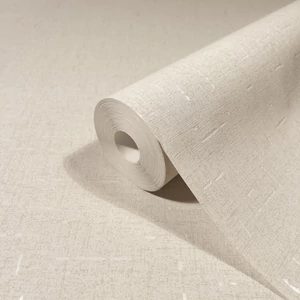 Krémfehér alapon fényes textil mintás tapéta