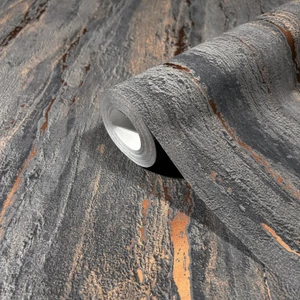 Matt fekete alapon fényes arany vakolat mintás tapéta