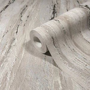 Matt barnásszürke alapon fényes vakolat mintás tapéta