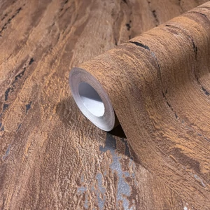 Matt rozsdabarna alapon fényes vakolat mintás tapéta