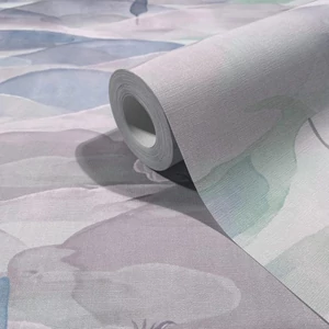 Törtfehér mentazöld kék és szürke szürkésbarna tónusú hullámzó dombos tapéta