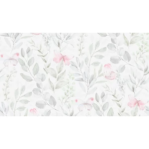 Fehér alapon szürke zöld kék csillogó virágos tapéta Fehér alapon szürke zöld kék csillogó virágos tapéta