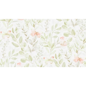 Törtfehér alapon rózsaszín zöld bézs barack virágos tapéta Törtfehér alapon rózsaszín zöld bézs barack virágos tapéta