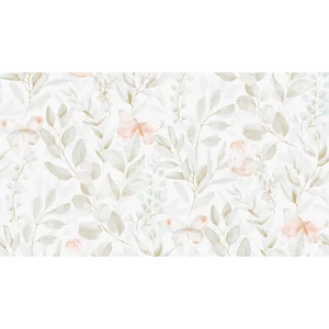 Fehér alapon zöld barna rózsaszín kék csillogó virágos tapéta Fehér alapon zöld barna rózsaszín kék csillogó virágos tapéta