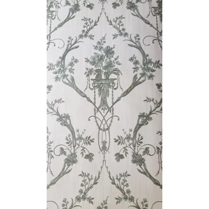 Zöld, virágos, selyem tapéta