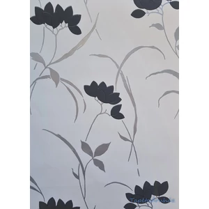 Fehér fekete ezüst virágmintás tapéta