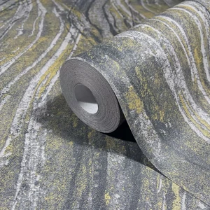 Hullámos sárga antracitszürke színű tapéta