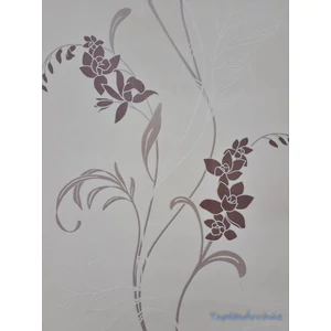 Indás bézs barna virágos tapéta