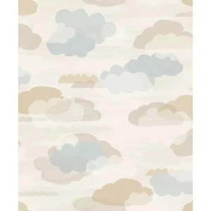 Krém fehér alapon bézs szürke kék felhő mintás tapéta