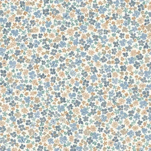 Türkiz barna rózsaszín bézs virágos tapéta fehér alapon