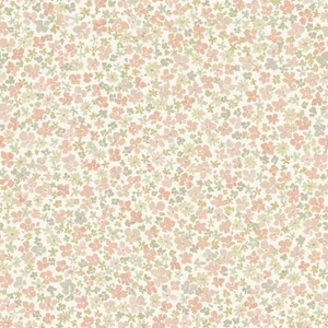 Fehér alapon rózsaszín zöld okkersárga virágos tapéta