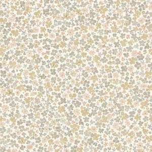 Fehér alapon szürke bézs rózsaszín okkersárga virágos tapéta