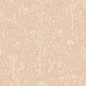 Rózsaszín alapon erdei mintás tapéta