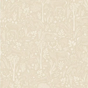 Világos bézs alapon erdei mintás tapéta