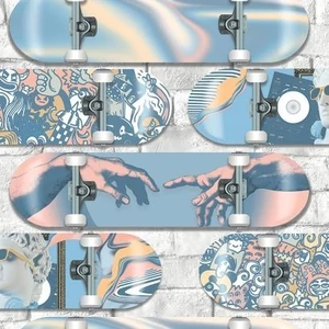 Színes gördeszka mintás tapéta