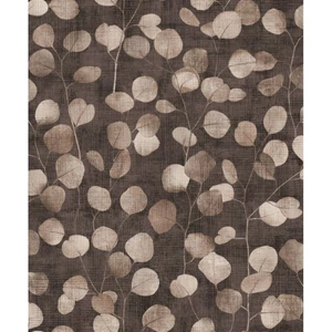 Sötétbarna alapon világosbarna leveles tapéta