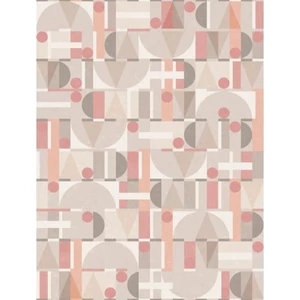 Barna bézs piros rózsaszÍn geomertiai mintás tapéta