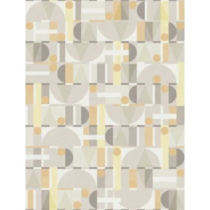 Világosszürke sötétszürke fehér citromsárga mustársárga geometriai mintás tapéta