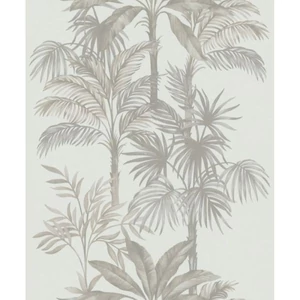Bézs barna szürke pálmafaleveles tapéta