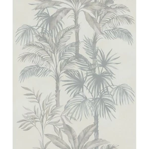 Bézs barna szürke pálmafaleveles tapéta