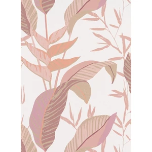 Púder rózsaszín leveles tapéta