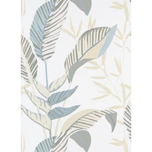 Krémfehér kék leveles tapéta
