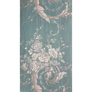 Sötétzöld alapon, selyem virágos tapéta