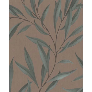 bordó alap, fényes zöld mintás tapéta