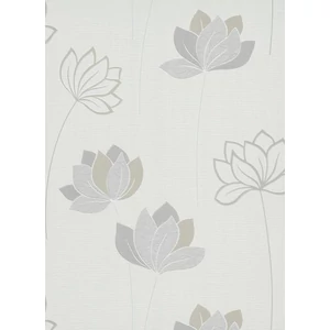 fehér, szürke, drapp, virágos tapéta