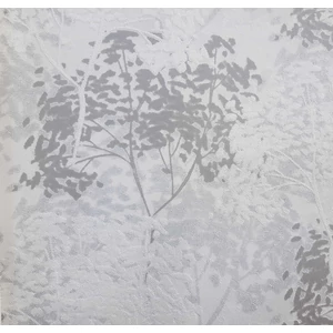 Drapp alapon szürke fehér csillogó fa mintás tapéta
