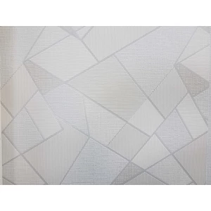 Fehér drapp szürke csillogó geometriai mintás tapéta