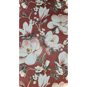 Bordó alapon nagy virágos tapéta