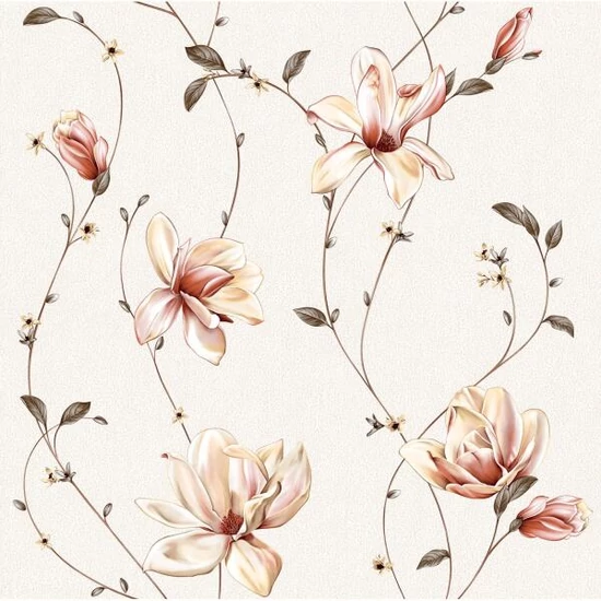 Bézs alapon virágos tapéta