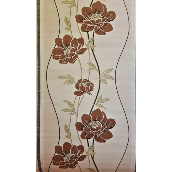 Középen futó barna virágos tapéta