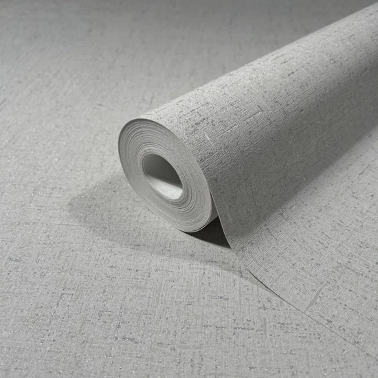 Törtfehér alapon fényes ezüst textil mintás tapéta