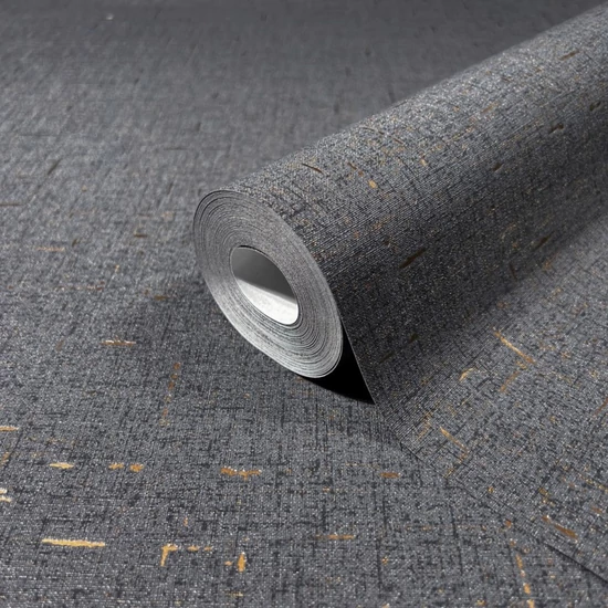 Fekete alapon rozsdabarna textil mintás tapéta