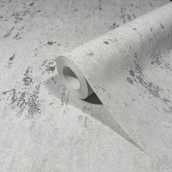Matt világosszürke alapon fényes ezüst beton mintás tapéta