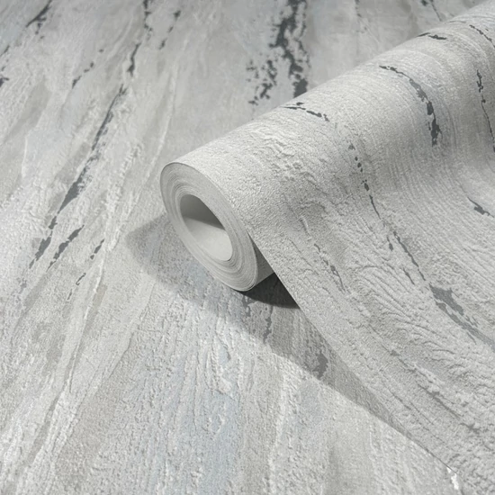 Világosszürke bézs alapon fényes vakolat mintás tapéta