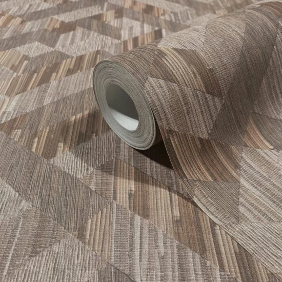 Barna sötétbarna és mézszín tónusú geometriai mintás tapéta